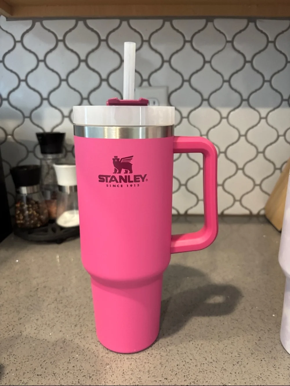 Stanley Pink Insulated Handle Tumbler with Straw Lid - Picture 1 of 2